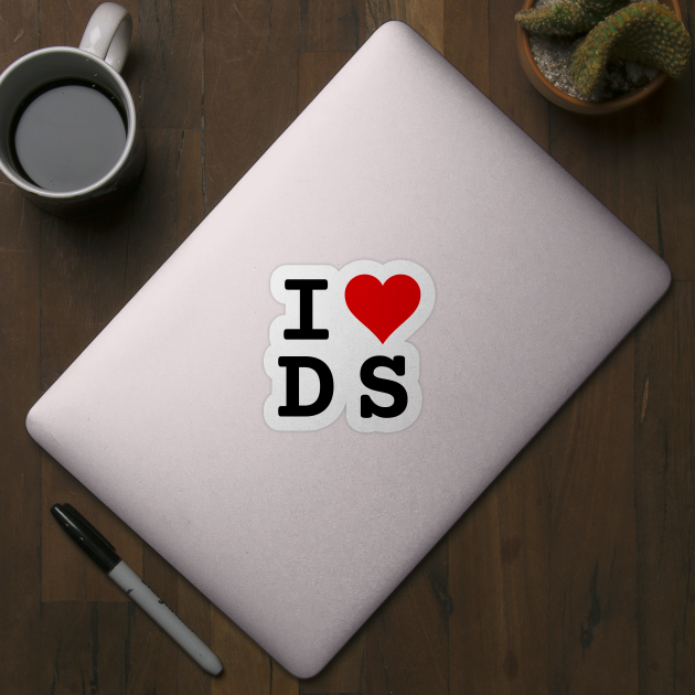 I Love DS | Stylized Abbreviation Heart Logo Black by aRtVerse